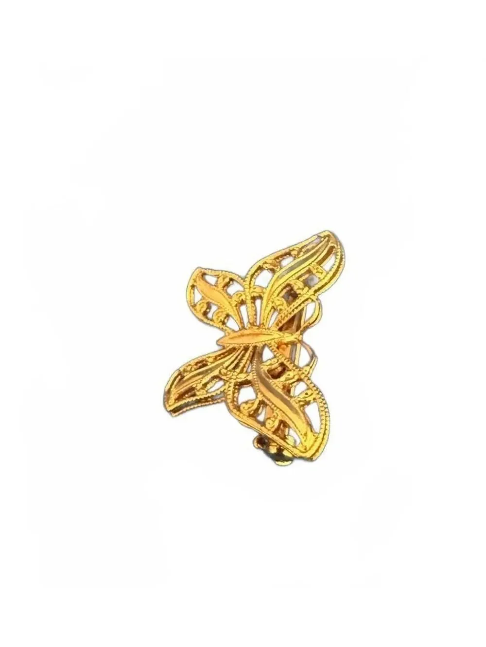 Vintage Napier 1 inch Gold Tone Filigree Butterfly Brooch Pin